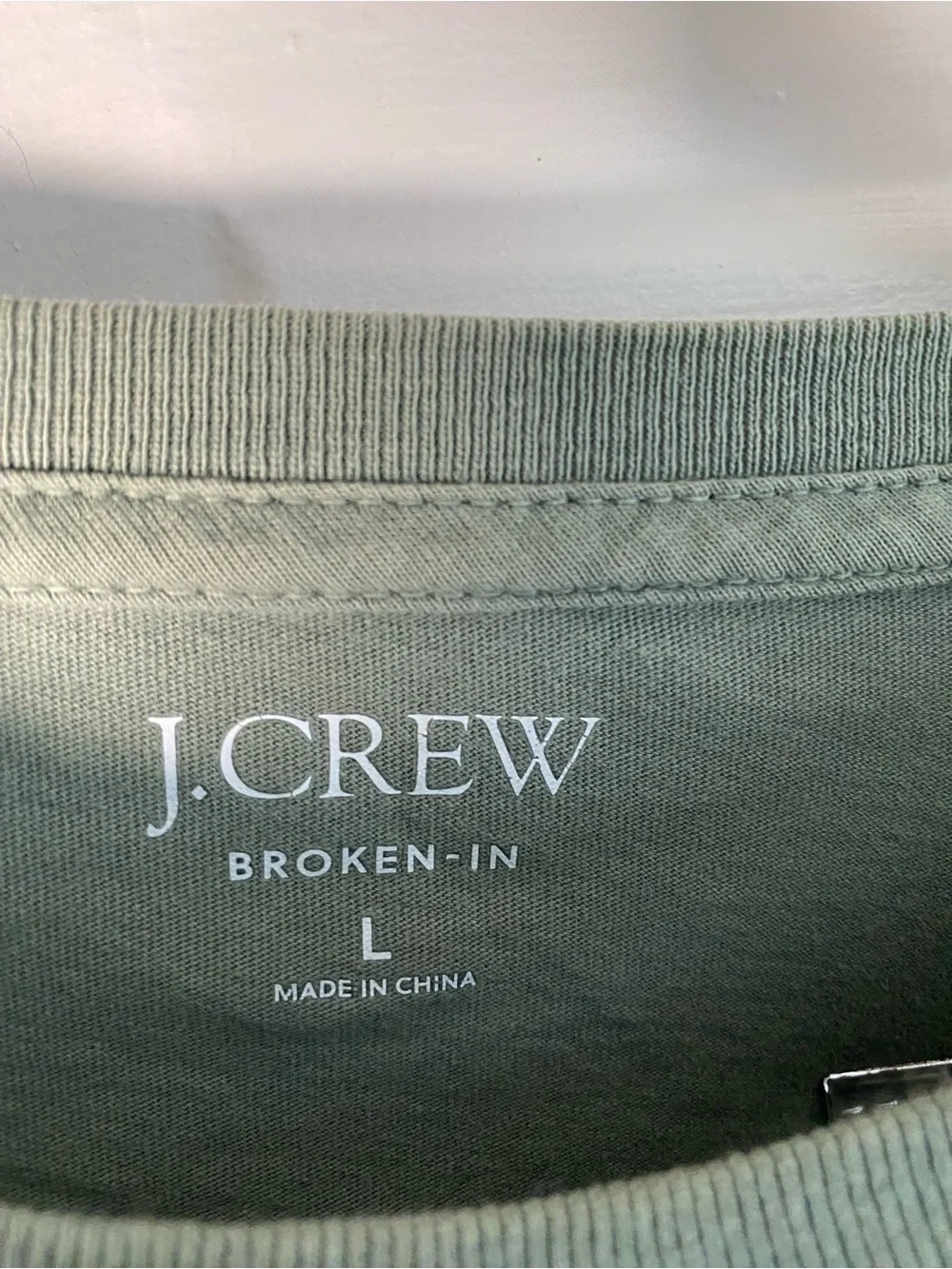 J. Crew broken in Long-Sleeve Crewneck Shirt in Sage size large